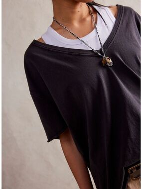 We The Free brown Top with Cream Label photo in black to show fit